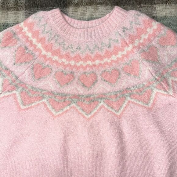 CeCe Mommy & Me Crewneck Fair Isle Pink Hearts High Low Sweater Matching - Picture 14 of 14